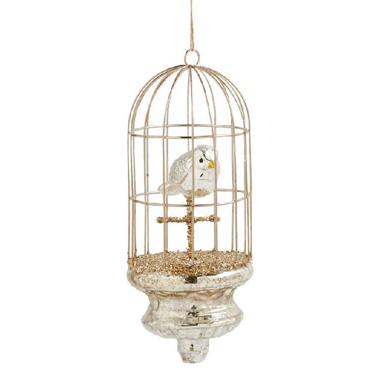 Mercury Glass Birdcage Ornament  K&K   