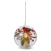 Round Clear Glass LED Cardinal Ornaments  K&K   