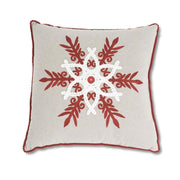 Linen Square Pillow w/Red & White Snowflake Pillow  K&K   