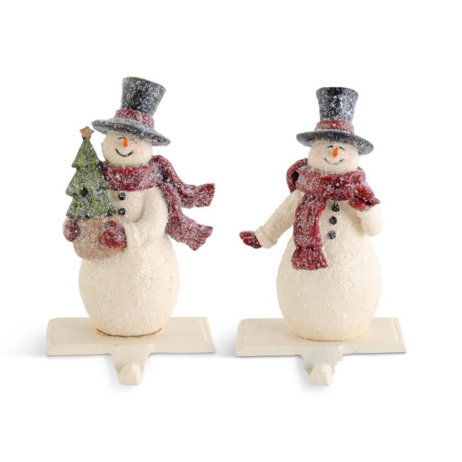 Glittered Vintage Snowmen Stocking Holder  K&K   