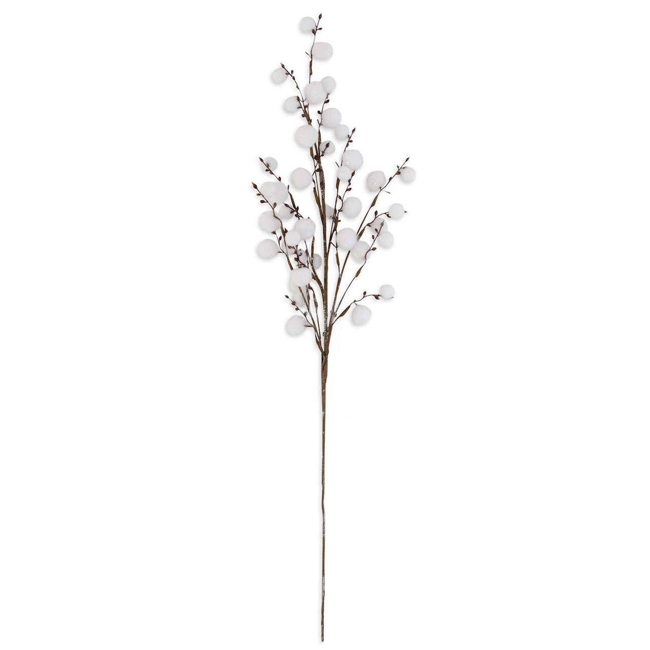 Glittered White Mini Snowball Branch  K&K   