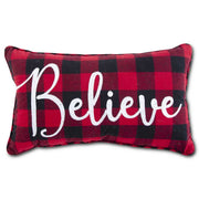 Believe Lumbar Buffalo Plaid Pillow Throw Pillows K&K   