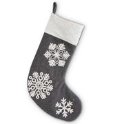 Gray Felt Stocking w/Embroidered Snowflakes  K&K   