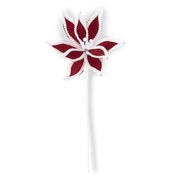 Red Velvet Poinsettia w/White Pom Pom Stem  K&K   