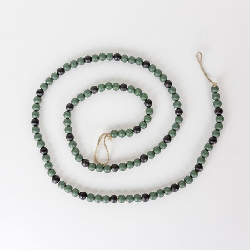 Wood Bead Garland - Green/Black Adams Christmas Adams & Co.   