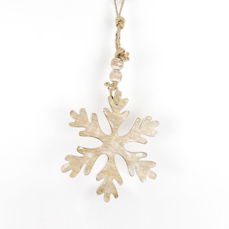 Mango Wood Ornament - Snowflake Adams Christmas Adams & Co.   