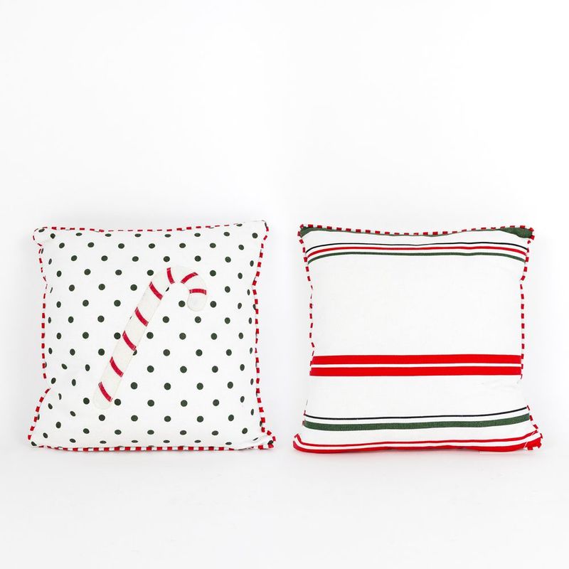 Reversible Stripe/Polka Dot Pillow - Candy Cane Adams Christmas Adams & Co.   