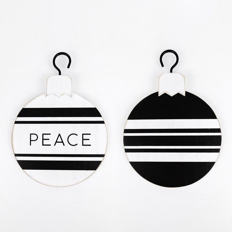 Double Sided Wood Ornament "Peace" Adams Christmas Adams & Co.   