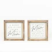 Reversible Mom Wood Framed Sign (Name/Bun) Adams Everyday Adams & Co.   