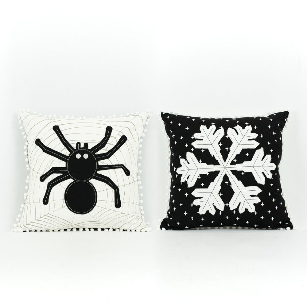 Reversible Linen Pillow (Spider/Snowflake) Adams Halloween Adams & Co.   