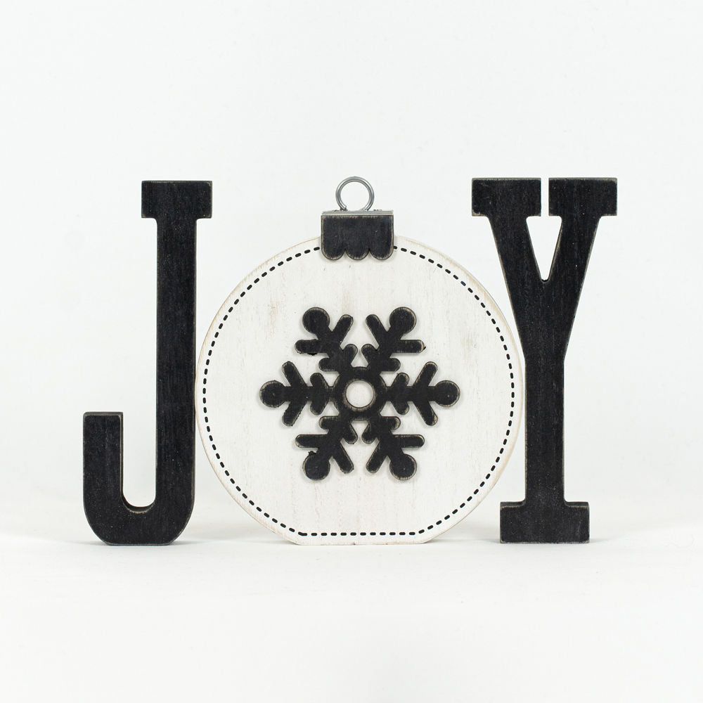 Chunky Wood Cutout w/Ornament (Joy) Reversible Adams Christmas Adams & Co.   