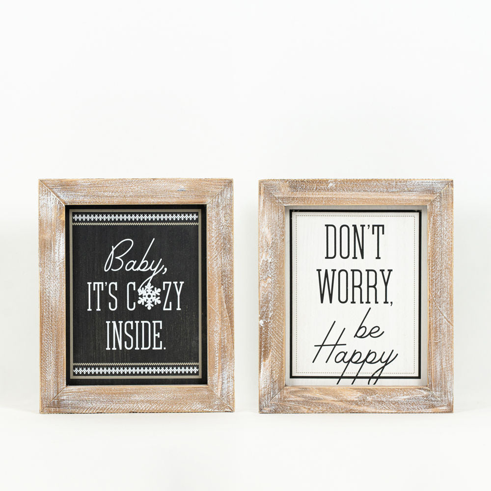 Reversible Wood Framed Sign (Cozy/Don't Worry) Adams Christmas Adams & Co.   