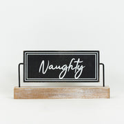 Reversible Wood Sign on Stand (Naughty/Nice) Adams Christmas Adams & Co.   