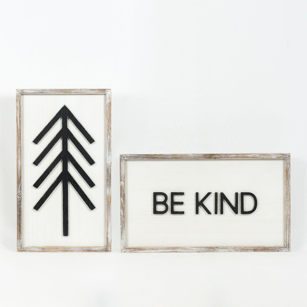 Reversible Wood Framed Sign (Tree/Be Kind) Adams Christmas Adams & Co.   