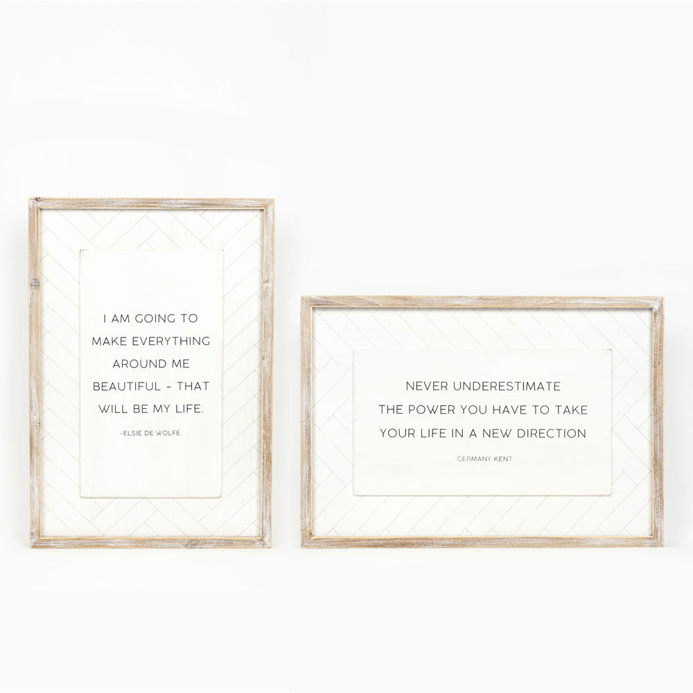 Reversible Wood Framed Herringbone Sign (Beautiful/Underestimate) Adams Everyday Adams & Co.   