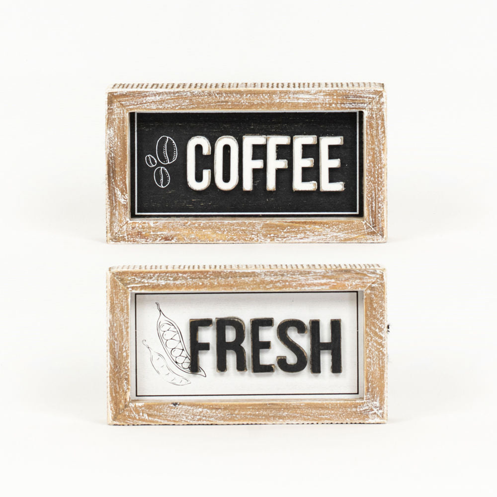 Reversible Wood Framed Sign (Fresh/Coffee) White/black Adams Everyday Adams & Co.   