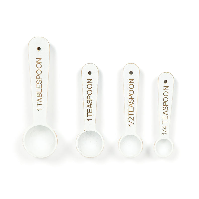 Wood Measuring Spoons S/4 White