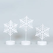 Wood Cutout On Stand Set Of Three (Snowflakes) White Adams Christmas Adams & Co.   