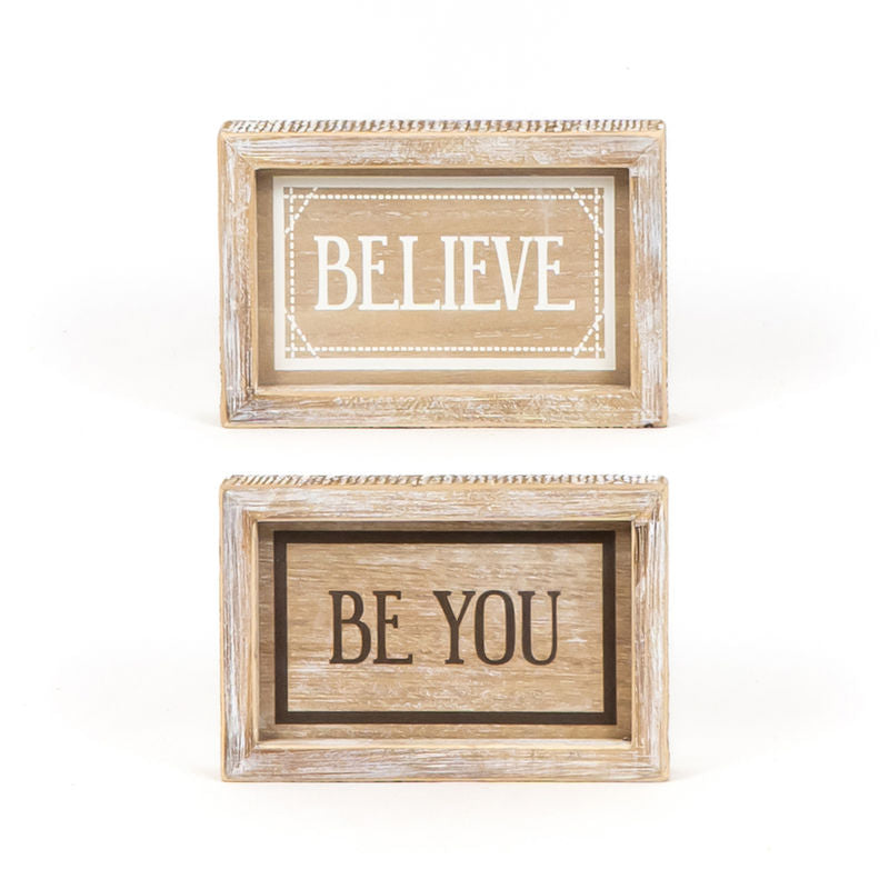 Reversible Wood Framed Sign (Believe/You) Natural/White/Black Adams Christmas Adams & Co.   