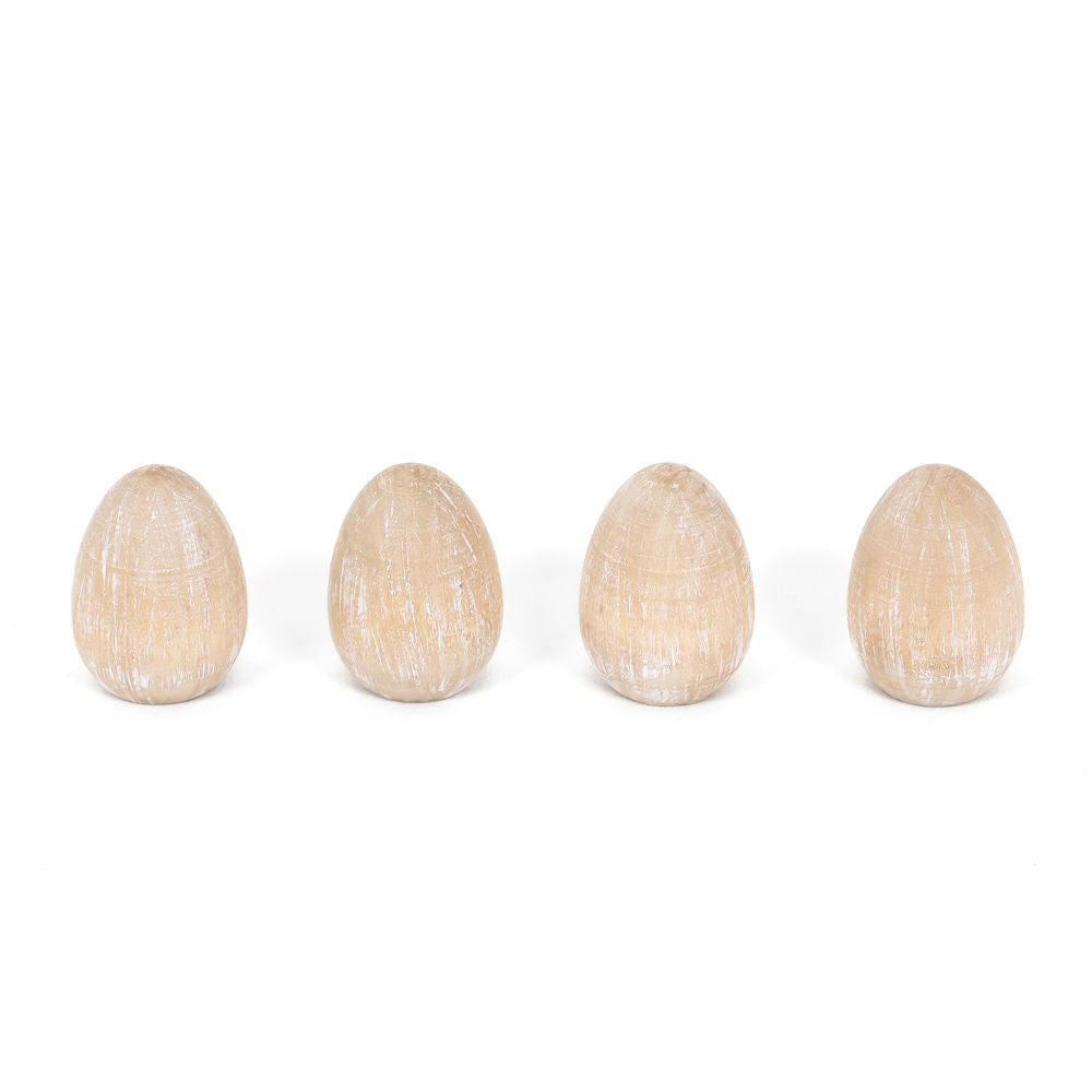 Chunky Wood Shapes Set of 4 (Eggs) Natural/White